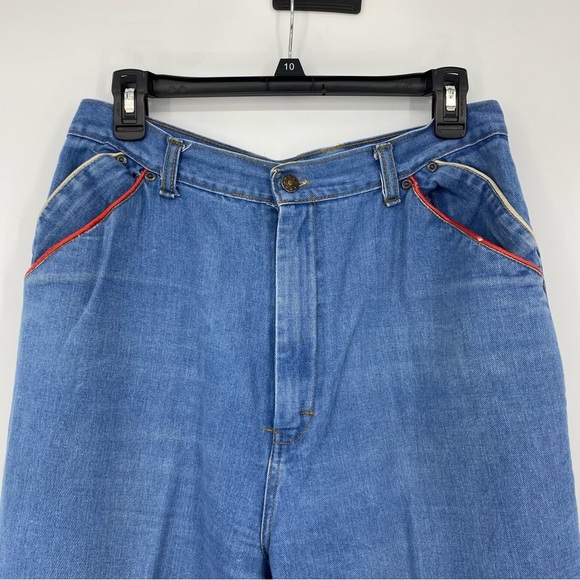 Vintage Kmart 70s High Waisted Pleated Trouser Blue Jeans size 17/18 - Picture 3 of 14